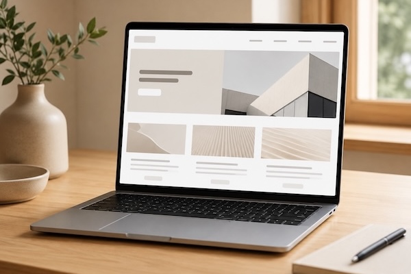 Laptop displaying a clean, modern small business website